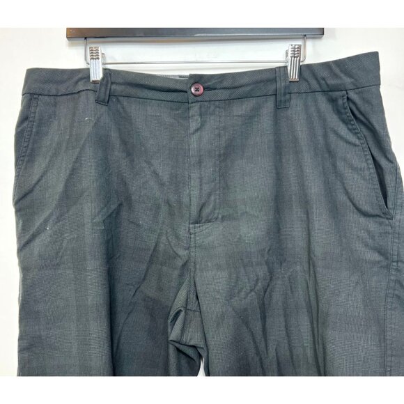 O'Neill Flat Front Shorts Black Blue Plaid Polyester Viscose Lightweight Size 38 - Picture 8 of 9